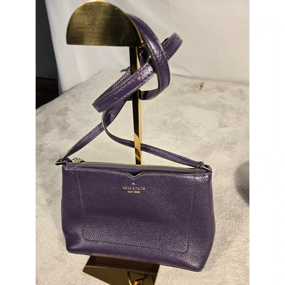 Kate Spade New York Purple Pebbled Leather Harlow Crossbody Bag Gold Hardware‎